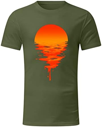 XXBR Менс војник со кратки ракави маици лето зајдисонце на езерото површински врвови за вежбање спортски спортови екипи основни маички
