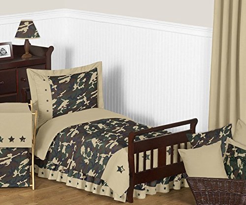 Зелениот камо опремена креветче за креветчиња за постелнина за бебиња и мали деца од слатки дизајни на Jојо - печатење со камо