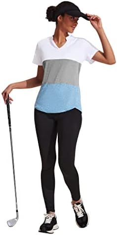 Коорун женски тренинг врвови со кратки ракави против влага за влага на вратот, јога врвни голф атлетски трчање обични маици