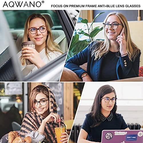 Aqwano Стилски дизајнер сина светлина блокирање на компјутерски чаши за читање модни анти -очи/ув зраци со читачи на шарки за жени, за жени,