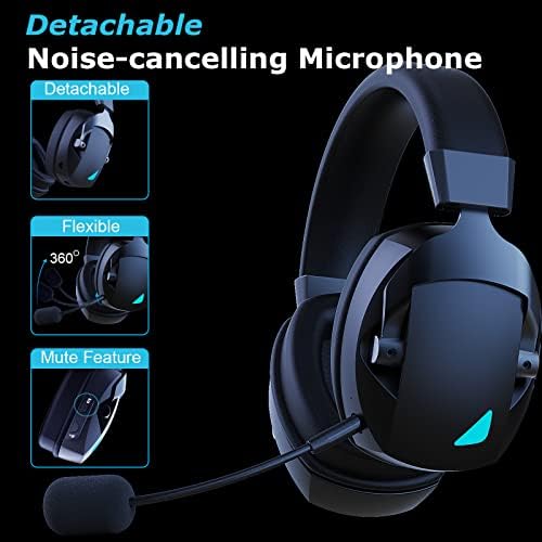 Ацинаци Безжични Слушалки За Игри Со Отстранлив Микрофон За Поништување На Бучава, 2,4 G Bluetooth - USB - 3,5 mm Жичен Приклучок