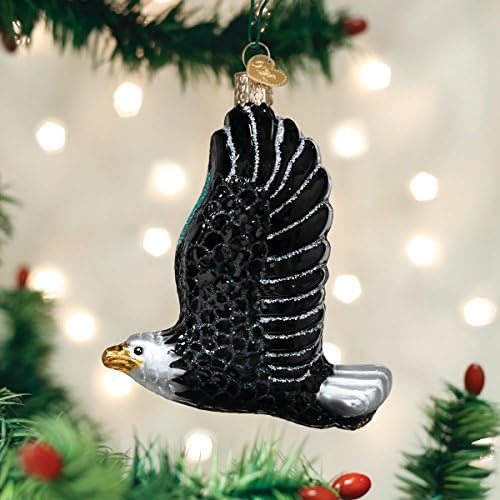 Колекција за набудувачи на Божиќни птици за стариот свет, стакло разнесени украси за новогодишна елка, орел во лет 16122
