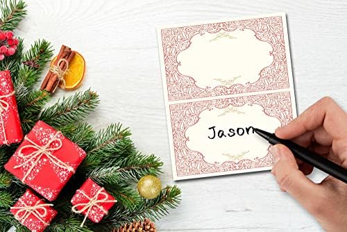 Картички за Божиќни табели, картички за имиња, картички за Божиќ, етикети за храна за Божиќ, новогодишна забава, поставување на маса, етикети
