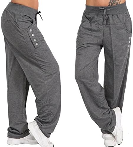 Shengxiny Спортски панталони за жени кои влечат половината за џемпери, цврсти чанти, панталони со јога панталони, панталони, обична