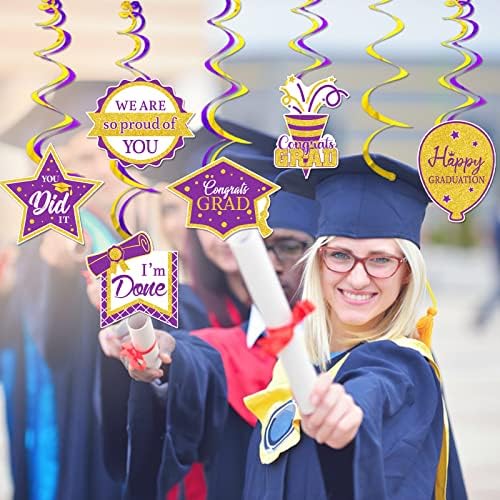 Виолетова И Златна Честитка Класа На 2023 Банер Виолетова И Златна Дипломирање Забави Украси 2023 Класа На 2023 Дипломирање Украси Виолетова