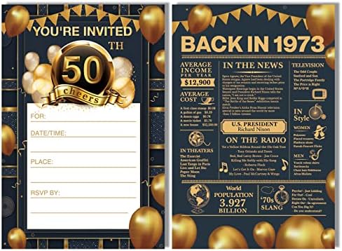Јигауе Вистинска Златна Фолија 50-Ти Роденденски Покани, Уште Во 1973 Година Поканува Црно-Златен Сјај 50-Ти Роденденски Покани
