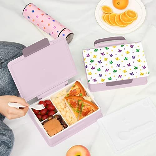 сусијо Жолта Виолетова Флер-де-лис Бенто Кутија Кутија За Ручек Контејнери со 3 Прегради за Возрасни и Тинејџери