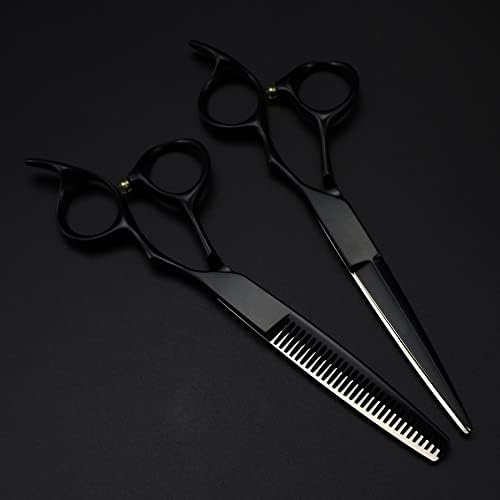 Ножици за сечење коса, 6 инчи Професионална Јапонија 440с Челик Луксузни Црни Ножици За коса фризура разредување ножици за сечење бербер фризерски