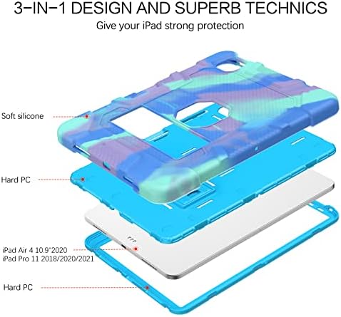 Бентобен Ipad Air 5/4-Та Генерација Случај, iPad Pro 11 Инчен Случај 2021/2020/2018 Со Држач за Моливи 3 Во 1 Тежок Цврст Удар Отпорен На Удари