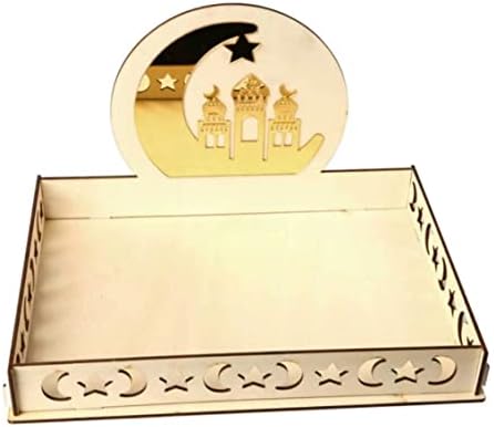 Рамазан дрвена послужавник Еид Мубарак Десертни плочи Рамадан Месечината starвезда што служи украси за украси за украси Рамадан Мубарак