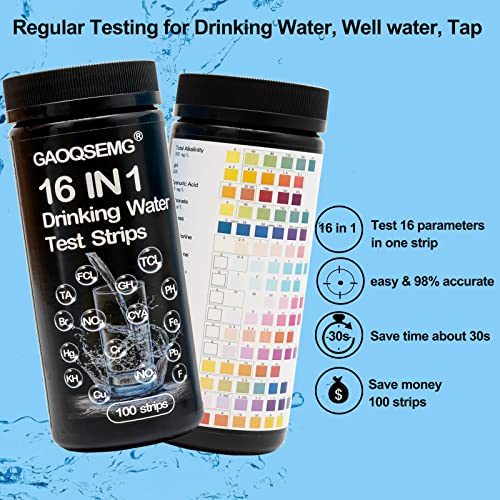 16-во-1 комплети за тестирање на вода, ленти за тестирање на вода за пиење, ленти за тестирање на вода и бунар, лесно брзо тестирање