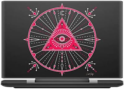 Дизајн на глава на глава официјално лиценциран Cat Coquillette Pink Mandala Evil Eye Vinyl налепница на кожата Декларална покривка Компатибилна со Mi тетратка 14