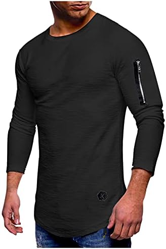 Најдобри кошули за мажи со рака патент О вратот маица маж со долги ракави графички маици маички ватирани џемпери пад на врвовите
