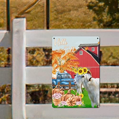 Здраво есенски знак Забава овци со сончоглед метал знак тиква јаворова фарма камион калај знак есенска жетва знак Денот на подароци