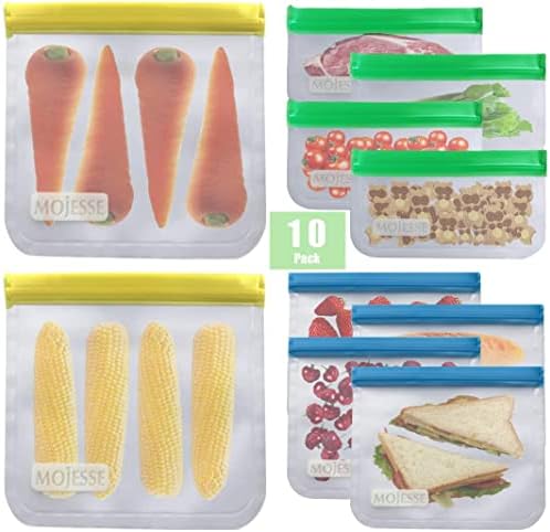 Кеси за складирање Храна за повеќекратна употреба Сендвич Кеси 10 Пакувања Отпорни На Истекување Вреќи За Замрзнување Галон Бпа Бесплатни