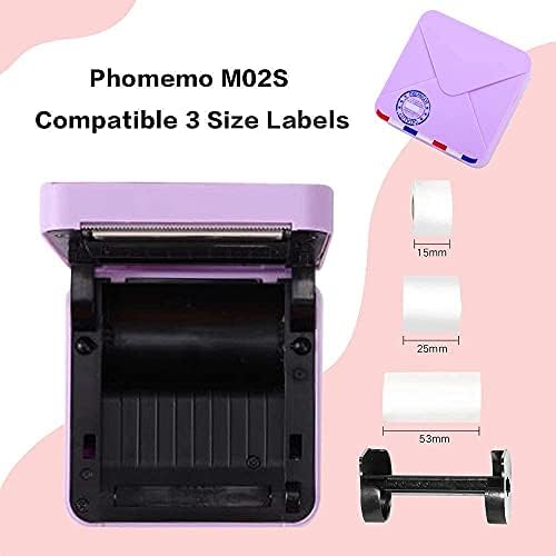 Phomemo M02S Prinket Printer- Mini Bluetooth Термички печатач со 3 ролни бела налепница, компатибилен со iOS + Android за помош за учење, белешки