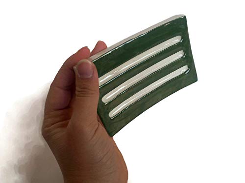 Маслиново зелено рачно изработено сапун сапун за бар -сапун керамика, држач за сунѓер на правоаголник