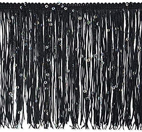 Trims by the Yard 6 Starlight Hologram Sequin Conneatte Fringe Trim | Бела |