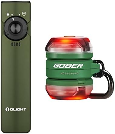 Olight Arkfeld 1000 Lumens Dual Light Source EDC Flashlight со зелен зрак и бел LED комбо пакет со Gober LED LED мулти-бои блиц за предупредување светло за светло