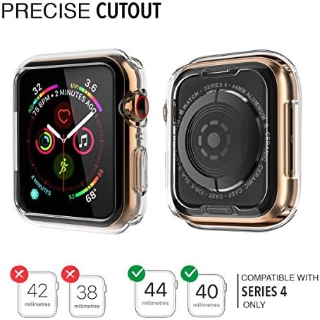 Компатибилен со Apple Watch Series 4 Case 44mm | Исчистете го мекиот заштитен браник на TPU Флексибилно тенок случај против гребење за