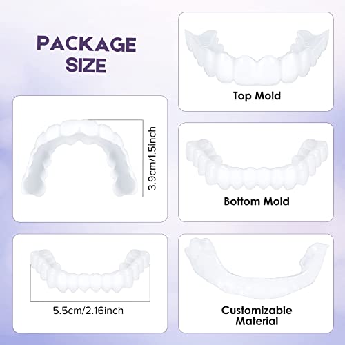 Лажни заби, 2 парчиња заби заби за жени и мажи, стоматолошки фурнири за привремена реставрација на забите, природа и удобно,