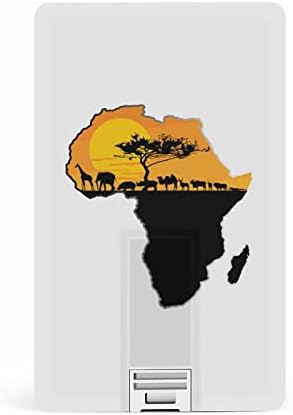 Африкански Животни Над Мапата На Африка USB 2.0 Флеш-Дискови Меморија Стап Кредитна Картичка Форма