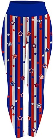 IQKA yенски јога нозе 4 -ти јули Американско знаме starsвезди и ленти патриотски панталони со високи тренинзи на половината