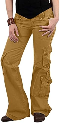 ZLOVHE карго панталони жени, женски широки карго панталони со џебови широки панталони со нозе лабави комбинезони долги панталони товарни