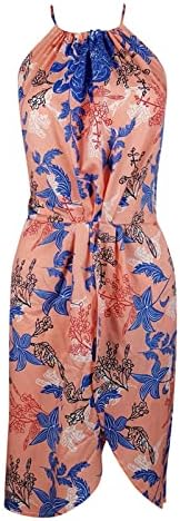 Женски фустан без ракави на вратот летен обичен а-линија туничен фустани гроздобер цветни печатени пресеци мини краток фустан