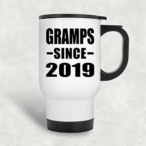 DesignSify Gramps Од 2019 година, бело патничко кригла 14oz не'рѓосувачки челик изолиран Тумблер, подароци за роденденски годишнини