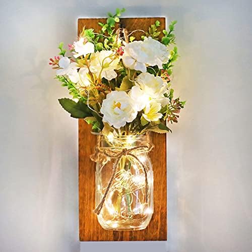 Рустикален домашен декор asonидарски arид scид, wallидни декоративни разгалувања, тајмер LED самовила и цвеќиња, рачно изработени декор за
