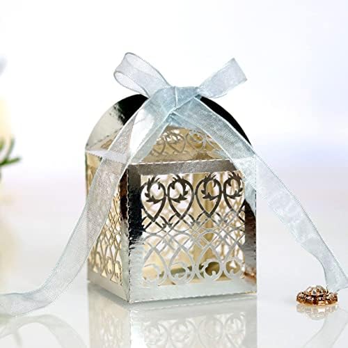 Zjhyxyh 50pcs чипка решетка за шуплива вагона Поволноста за бонбони кутии со лента за свадбени венчавки за свадбе