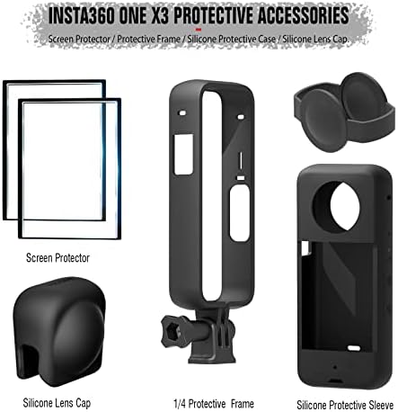 Комплет за додатоци за акциони фотоапарати Heymoontong за Insta360 One X3 - Рамка за куќиште на заштитна камера со адаптер за навој 1/4 , силиконски заштитен случај, капаче за леќ?