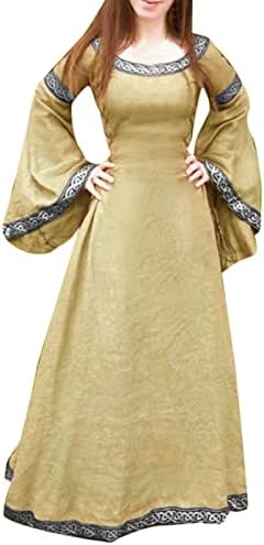 Ноќта на вештерките костуми за жени, гроздобер ренесансен селански фустани Средновековна регенција плус големина на ракав за ракави на ракав