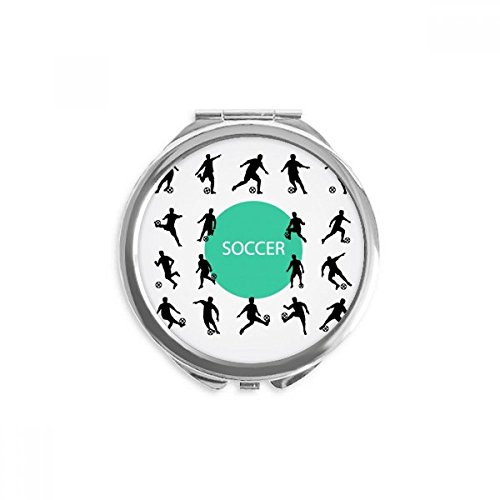 Фудбалски фудбалски спортови ги прикажува рачното компактно огледало околу преносно џебно стакло