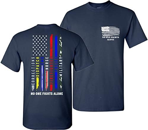Никој не се бори сам по патриотска облека маица за маица