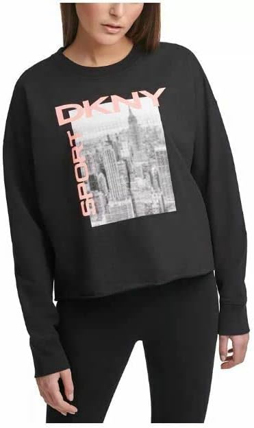 DKNY Sportенски градски градски небото графички џемпер црна