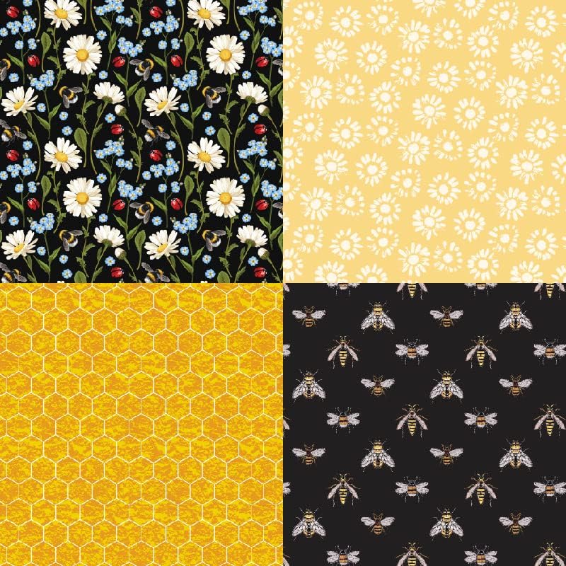 Vondyu 6'''x6 '' пчела мед хартија за хартија за хартија, цвеќиња оригами еднострана сезона на берба, жолто црна саќе за снопчиња за декоративни материјали за дизајнер на ?