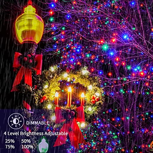 Соларна Надворешна Мини Божиќна Светлосна Жица 114 стапки Божиќни Светла Зелена жица 300 светла За Жици Водоотпорни Светла Завиткани Од Дрво Божиќни Светла Тајмер Ав
