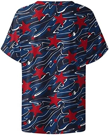 Секси врвови за жени кратки ракави САД Ден на независност печатени врвни лежерни маички со блузи од врата модни основни маици