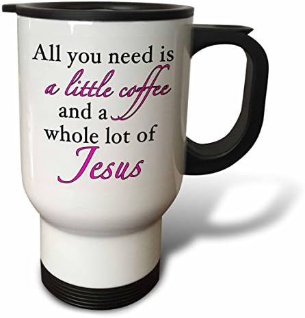 3drose се што ви треба е малку кафе, цела многу розова кригла од Исус, 14 мл, бело