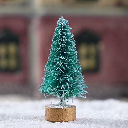 Besportble 32 парчиња мини новогодишно дрво Десктоп бор со дрвени основи креативен декор за Божиќна празничка забава дома таблета декор