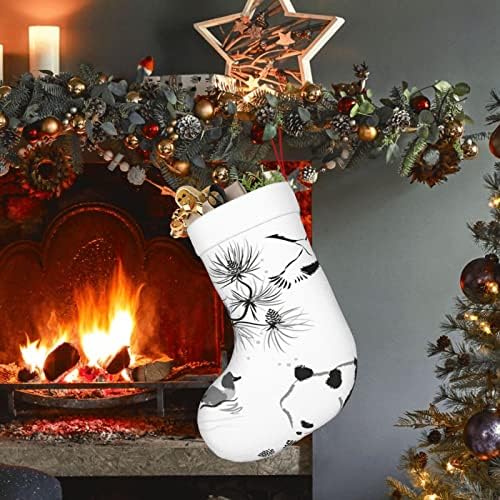 Аугенски Божиќни чорапи птици панда мечка мастило двострано камин што виси чорапи