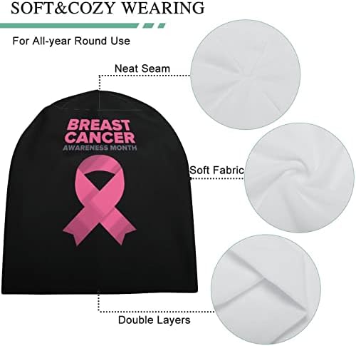 Месец за подигнување на рак на дојка Месец на гравчето меко топло целосна пуловер капа за капаче за спиење за череп за унисекс