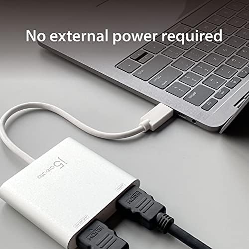 j5create USB На HDMI Адаптер-Двојна HDMI USB 3.0 Мулти - Монитор Кабел | 4K Ultra HD | Компатибилен Со Microsoft 7, 8.1, 10 / MAC OS X v10. 6