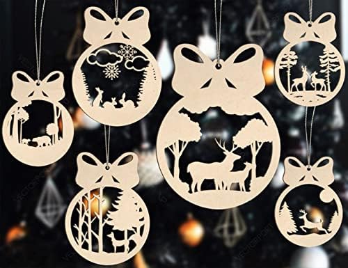 6 компјутери персонализирани божиќни украси на животни од шума, Божиќни топки украси за занаетчиски висечки болни, дрвени божиќни украси,