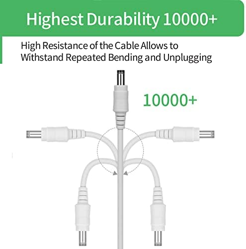 2-пакет 1 до 2 пат DC кабел за сплитер на напојување, приклучок 5,5 mm x 2,1мм, бело