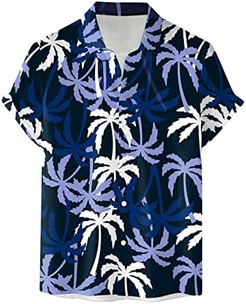 Мажи кратки ракави пролетно лето лето -обични печатени кошули модни врвни кошули со блуза