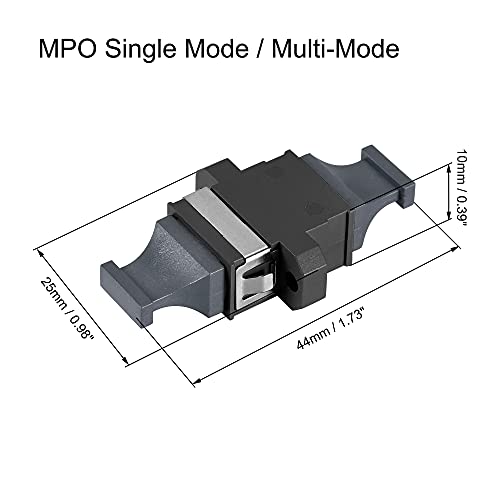 uxcell SM/MM Mpo Оптички Конектор, Брз Оптички Адаптер Со Мала Загуба За MPO/Mtp Црна 44x25x10mm