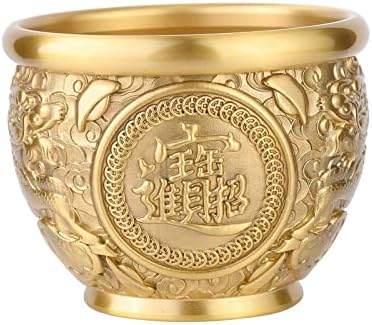 Fenteer Brass Feng Shui Bowl Кинески традиционален сад за богатство за богатство на домашна канцеларија работна површина